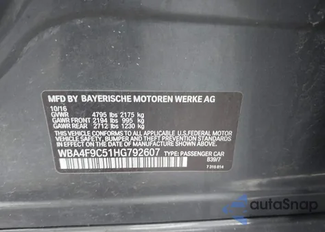 2017 BMW 430I Gran Coupe xDrive from USA, damaged, VIN WBA4F9C51HG792607